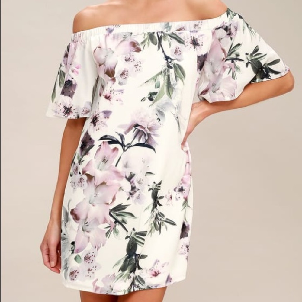 Lulus Dream of You White Off-the-Shoulder Dress